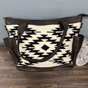 Tote Hair On Genuine Western Leather Women Bag Dark Brown and White